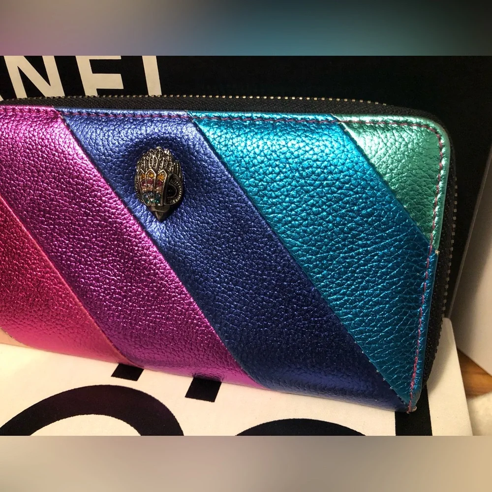 Auth Rainbow 🌈 Kurt Geiger Metallic Leather Large Wallet - Picture 13 of 13